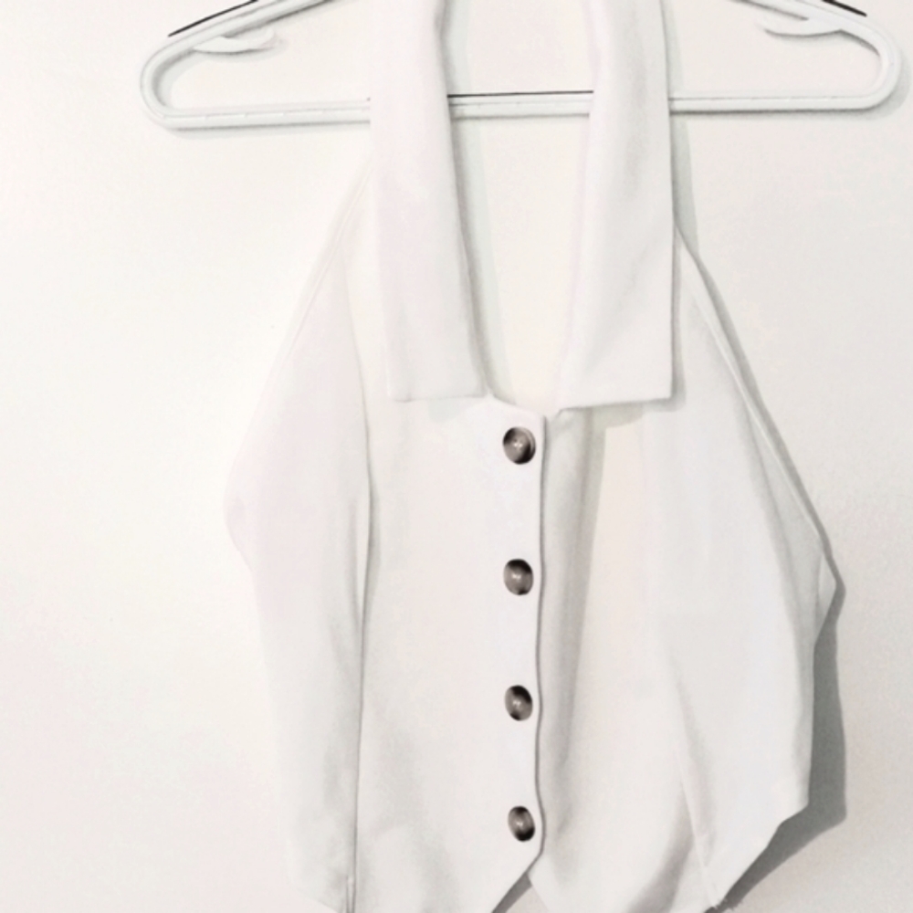 SHEIN White Button Down Blouse with Sailor Collar